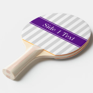 Raquette De Ping Pong Lt Grey White Stripe Purple Nom Monogramme