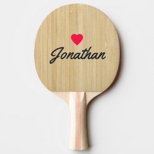 Raquette De Ping Pong Lumière Bambou Vintage Cœur Signature
