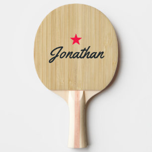 Raquette De Ping Pong Lumière Bambou Vintage Étoile Signature