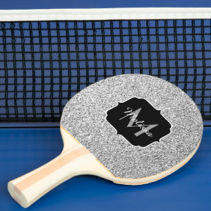 Raquette De Ping Pong Lumière grise argentée scintillement étincelles Mo