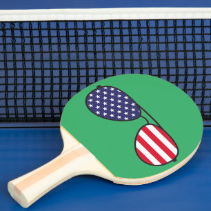 Raquette De Ping Pong Lunettes de soleil du drapeau américain