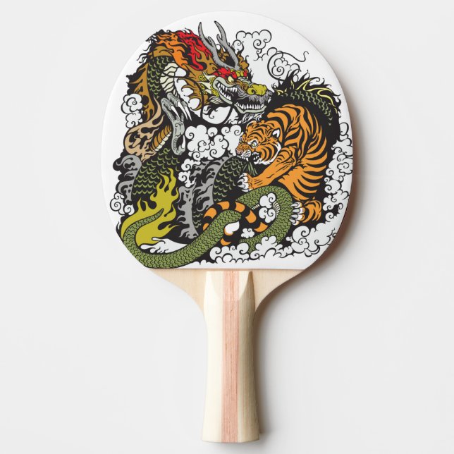 Raquette De Ping Pong lutte contre le dragon et le tigre (Devant)