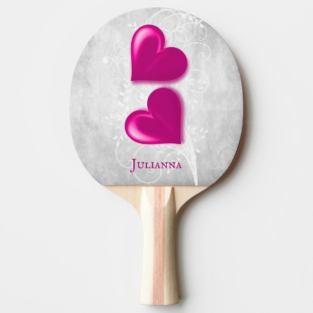 Raquette De Ping Pong Magenta Hearts Ping Pong Paddle personnalisé (Devant)