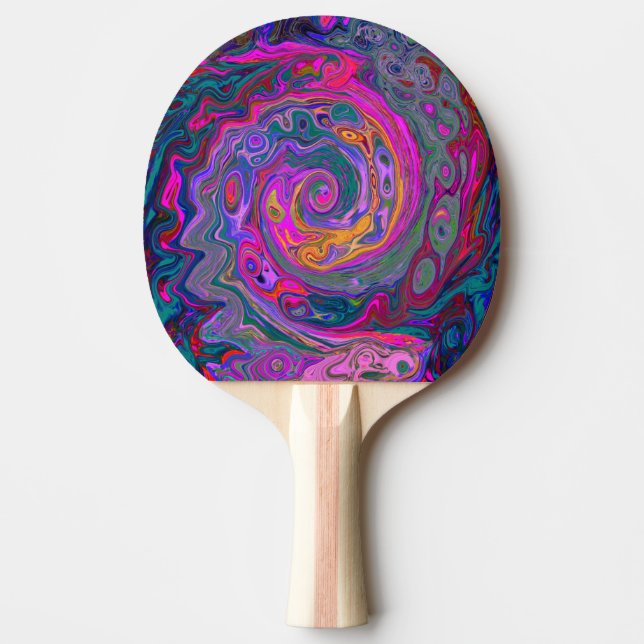 Raquette De Ping Pong Magenta rétro, Verte et Orange Abstrait (Devant)