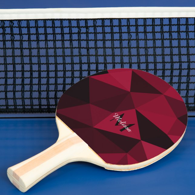 Raquette De Ping Pong Magenta rose rouge noir géométrie motif Monogramme (Insitu)