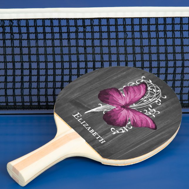 Raquette De Ping Pong Magenta Rustic Butterfly Personnalisé (Insitu)