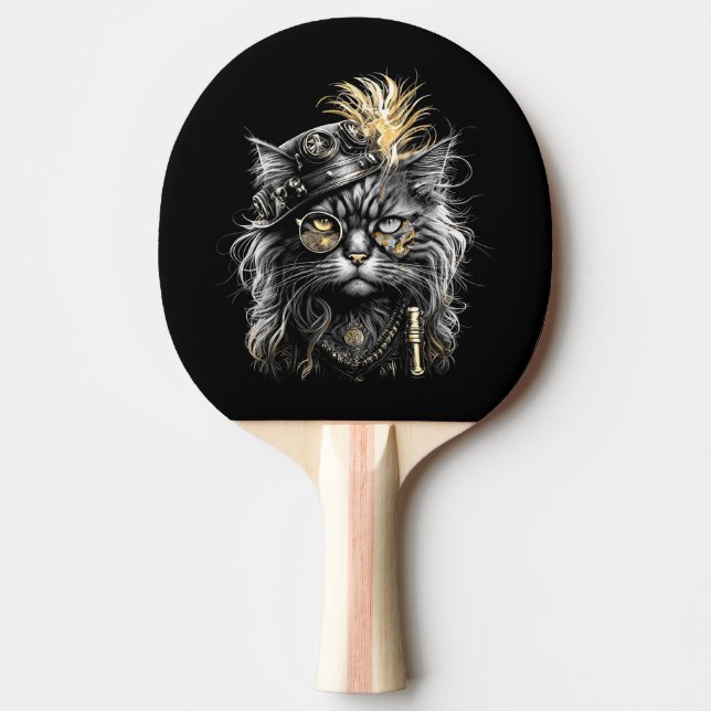 Raquette De Ping Pong Magnifique chat steampunk (Devant)