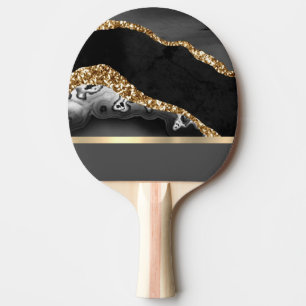 Raquette De Ping Pong Magnifique design en marbre noir et or