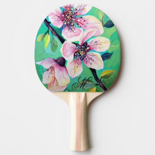 Raquette De Ping Pong Magnifique Monogramme japonais Sakura Cherry Tree