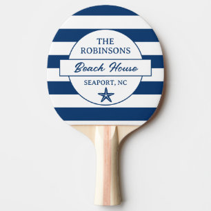 Raquette De Ping Pong Maison de plage à rayures bleues