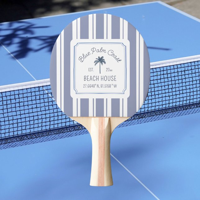 Raquette De Ping Pong Maison de plage à rayures bleues de style ferme cô (In situ)