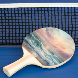 Raquette De Ping Pong Majestic Ocean Sunset Waves Watercolor Côte