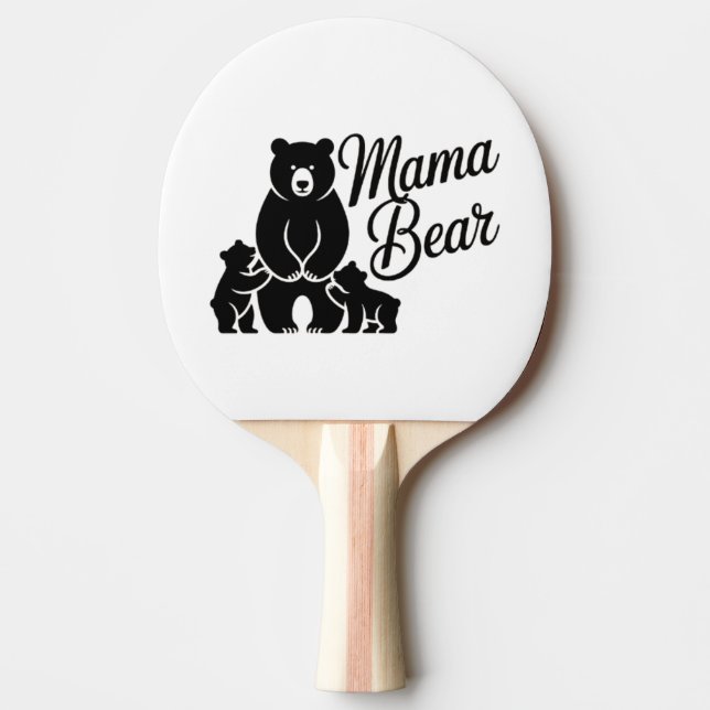 Raquette De Ping Pong Maman Ours avec ses petits Famille d'ours mignonne (Devant)