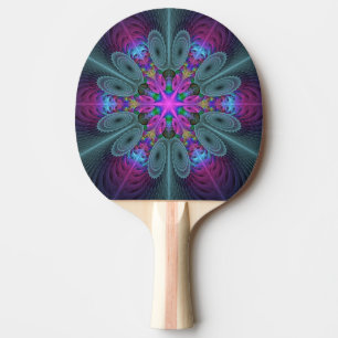 Raquette De Ping Pong Mandala coloré frappant art fractal kaléidoscope