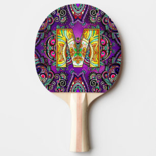 Raquette De Ping Pong Mandala de la lettre M