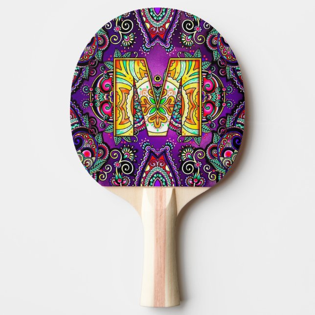 Raquette De Ping Pong Mandala de la lettre M (Devant)