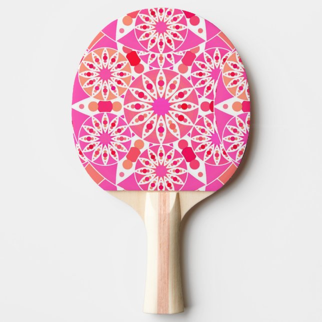 Raquette De Ping Pong Mandala motif, tons rose et corail (Devant)