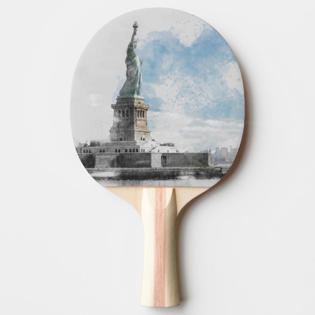 Raquette De Ping Pong Manhattan Nyc Liberty Statue (Devant)