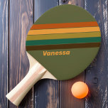 Raquette De Ping Pong Marais vintage de la forêt rayé avec le nom<br><div class="desc">Transportez-vous au coeur de la nature avec notre pagaie à ping-pong rayé de marais Vintages, dont le design s'inspire de la beauté sereine des paysages boisés. Cette pagaie combine des tons terreux et des rayures classiques pour créer une esthétique intemporelle à la fois élégante et fonctionnelle. Ajoutez votre nom pour...</div>