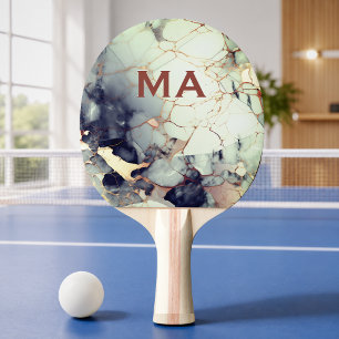 Raquette De Ping Pong Marbre artistique luxe beige marine paillettes dor
