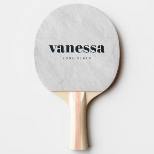 Raquette De Ping Pong Marbre Blanc Pierre Minimal Moderne Classique Nom