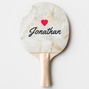 Raquette De Ping Pong Marbre Calacatta Gold Cœur Signature Vintage