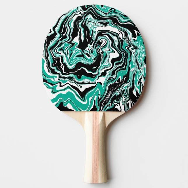 Raquette De Ping Pong Marbre turquoise, noir et blanc comme (Devant)
