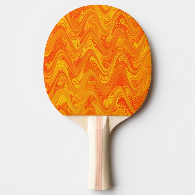 Raquette De Ping Pong Marbrure Orange Jaune Rouge Motif (Devant)