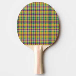 Raquette De Ping Pong Mardi Gras coloré en vichy à motifs