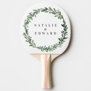 Raquette De Ping Pong mariage floral à aquarelle feuillue