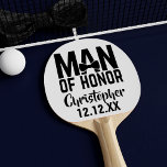 Raquette De Ping Pong Mariage Homme d'honneur Ping Paddle<br><div class="desc">Un cadeau de mariage parfait pour votre homme d'honneur passionné de ping-pong. Ajoutez simplement son nom et votre date de mariage. Vous pouvez ajouter une couleur arrière - plan pour convenir à votre thème de couleur mariage, </div>