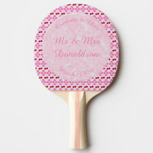 Raquette De Ping Pong Mariage rose Printemps Cerisiers en fleurs et ceri