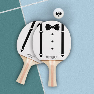 Raquette De Ping Pong Mariage Tuxedo Suspendants Bow Cravate Groomsman