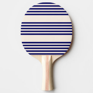 Raquette De Ping Pong Marine bleu et beige cinq bandes motif