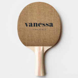 Raquette De Ping Pong Marron Burlap Minimal Moderne Nom Classique