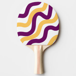 Raquette De Ping Pong Marron jaune lignes courbes rouge ondulé design mo