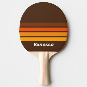 Raquette De Ping Pong Marron Rétro sur toute la largeur avec nom