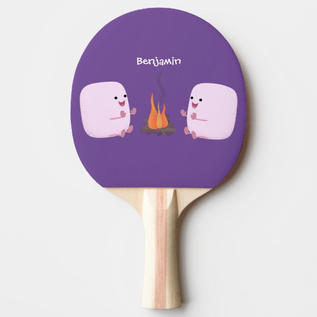 Raquette De Ping Pong Marshmallows mignons roses par dessin animé sur le (Devant)