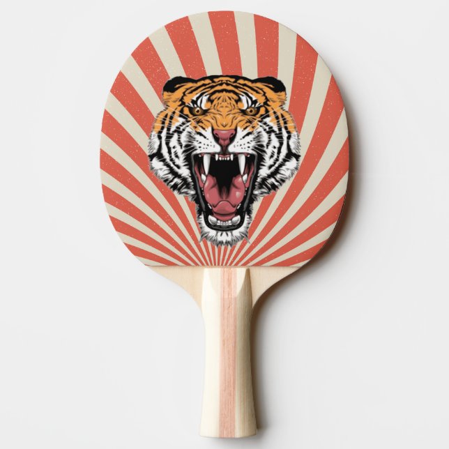 Raquette De Ping Pong Mascotte de tigre spirale rétro (Dos)