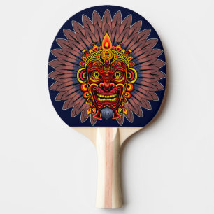 Raquette De Ping Pong Masque rituel du roi guerrier tribal