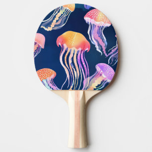 Raquette De Ping Pong Méduse Colorée Aquarelle Animal Marin