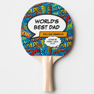 Raquette De Ping Pong Meilleur Papa du Monde Drôle Cool Bande Dessinée