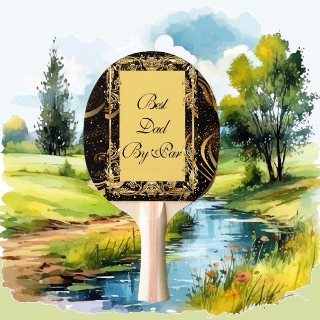 Raquette De Ping Pong Meilleur papa par Par Moderne Calligraphie Léonist (Best Dad by Par Modern Calligraphy Leafy Swirl Fun Ping Pong Paddle)