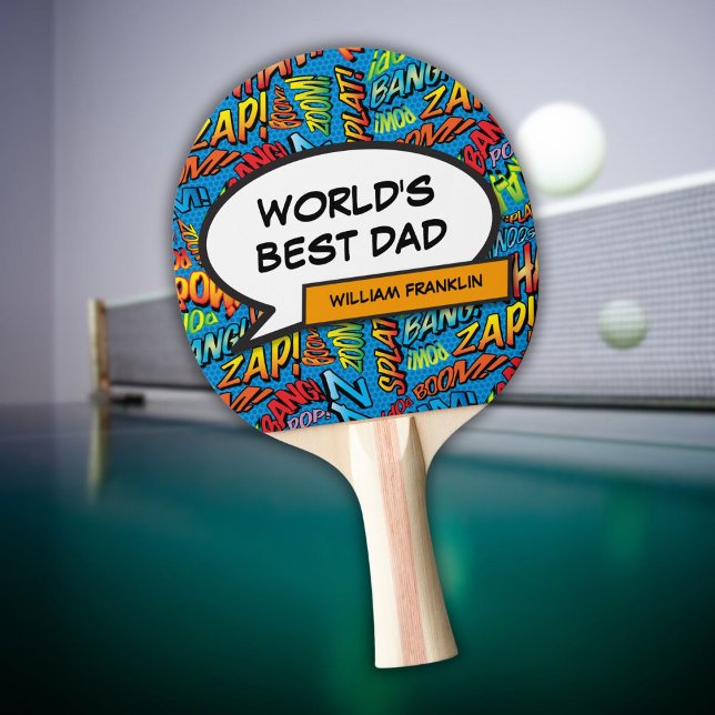 Raquette De Ping Pong Meilleur Père Père du monde Drôle Cool moderne (World's Best Dad Father Funny Modern Cool Ping Pong Paddle)