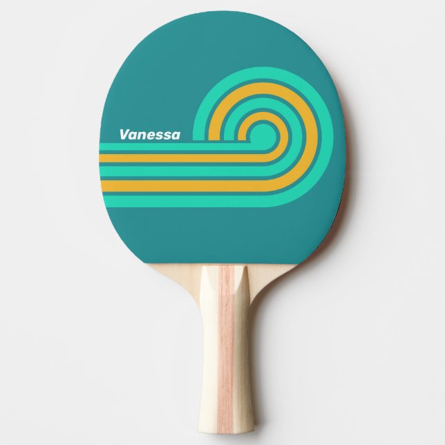 Raquette De Ping Pong Mer Censée Boucle Rayures avec Nom (Devant)