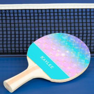 Raquette De Ping Pong Mermaid motif personnalisé monogramme Ping Pong Pa