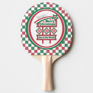 Raquette De Ping Pong Merry Christmas Retro Marquee - Joy to the World