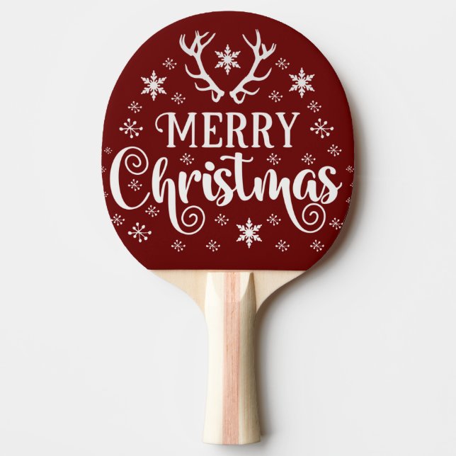 Raquette De Ping Pong Merry Christmas Snowflakes (Devant)