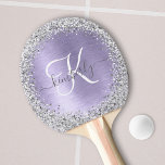 Raquette De Ping Pong Métal brossé violet Parties scintillant d'argent N<br><div class="desc">Personnalisez facilement cette pagaie de ping-pong chic et branchée avec une jolie parties scintillant brillante en argent sur un arrière - plan métallique brossé violet.</div>