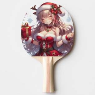 Raquette De Ping Pong mignonne fille de Noël anime